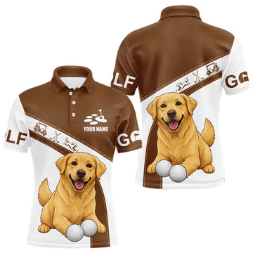 Maxcorners Golden Retriever Mens Golf Polo Shirt Custom Funny Dog Lover Pattern Golf Tops For Men, Dog Dad Gift