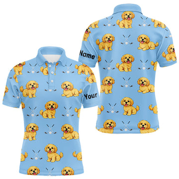 Maxcorners Mens Golf Polo Shirt Custom Funny Cockapoo Blue Pattern Team Mens Golf Tops, Dog Lover Gift LM2201