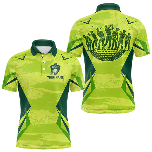 Maxcorners Green Camo Mens Golf Polo Shirt Custom Camouflage Golf Ball Golf Top For Team, Golfer Gift LM1501
