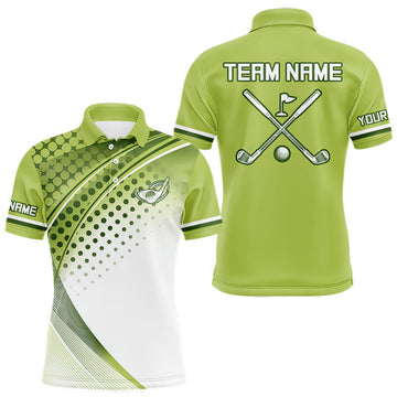 Maxcorners Mens Golf Polo Shirt Custom Name Green And White Golf Shirts For Team Personalized Golf Gifts