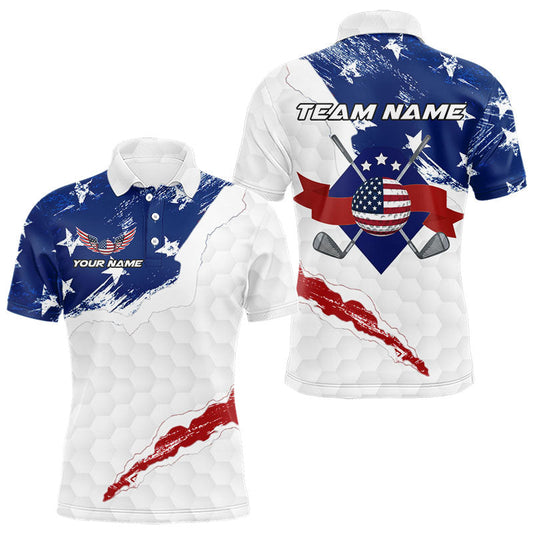 Maxcorners American Flag Mens Golf Polo Shirts Custom Patriotic Team Golf Shirts For Men Golf Gifts LM1112