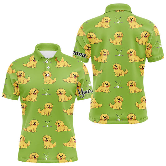 Maxcorners Mens Golf Polo Shirt Custom Funny Golden Retriever Team Mens Golf Tops Green, Dog Lover Gift LM2201