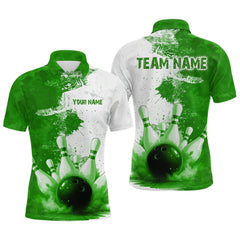 Maxcorners Green Bowling Shirts for Women Men Custom Bowling Polo & 1/4 Zip Shirt for Team TU1612