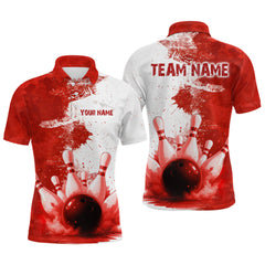 Maxcorners Red Bowling Shirts for Women Men Custom Bowling Polo & 1/4 Zip Shirt for Team TU1612