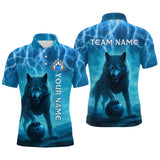 Maxcorners Lightning Wolf Bowling Shirts for Team Women Men Custom Blue Wolf Bowling Jerseys LM3010
