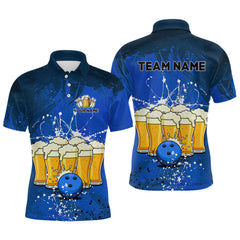 Maxcorners Beer Bowling Shirts Team Women Men Custom Blue Bowling Jersey Bowl League