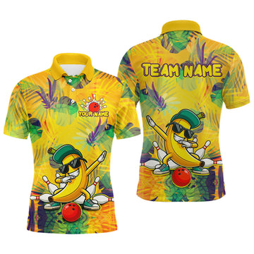 Maxcorners Funny Banana Bowling Shirts Team Men Women Bowling Jerseys Bowling Polo 1/4 Zip