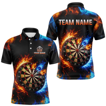 Maxcorners Custom Flame Darts Shirt for Men Darts Team Jerseys Dartboard Shirt Dart League LM0208