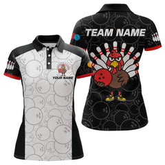 Maxcorners Funny Turkey Bowling Shirts for Women Men Team Bowling Jerseys for Thanksgiving LM0910