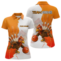 Maxcorners Custom Turkey Bowling Shirts for Women Men Team Orange Bowling Jerseys Thanksgiving LM0910