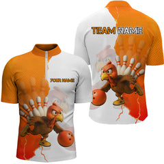 Maxcorners Custom Turkey Bowling Shirts for Women Men Team Orange Bowling Jerseys Thanksgiving LM0910