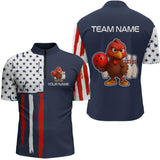 Maxcorners Patriotic Turkey Bowling Shirts for Women Men Team Bowling Jerseys for Thanksgiving LM0910
