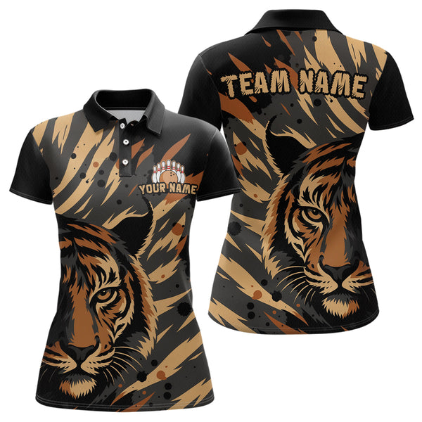 Maxcorners Tiger Bowling Shirts for Team Women Men Custom Tiger Bowling Polo & 1/4 Zip Shirt LM2110