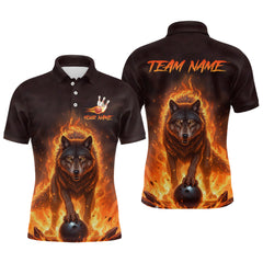 Maxcorners Flaming Wolf Bowling Shirts for Team Women Men Bowling Jersey Bowl Polo&1/4 Zip LM1812
