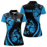 Maxcorners Blue Wolf Bowling Shirts for Team Men Women Custom Wolf Bowling Jerseys for Couples LM3010