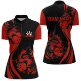 Maxcorners Red Wolf Bowling Shirts for Team Men Women Custom Wolf Bowling Jerseys for Couples MT0111