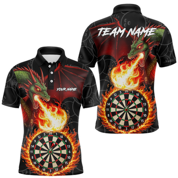 Maxcorners Custom Flame Dragon Darts Shirt for Men Darts Team Jerseys Dartboard Shirt Dart League LM0208