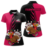 Maxcorners Pink Turkey Bowling Shirts for Women Men Team Custom Bowling Jerseys Thanksgiving LM0910