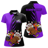 Maxcorners Purple Turkey Bowling Shirts for Women Men Team Custom Bowling Jerseys Thanksgiving LM0910