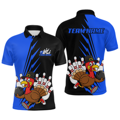 Maxcorners Blue Turkey Bowling Shirts for Women Men Team Custom Bowling Jerseys Thanksgiving LM0910