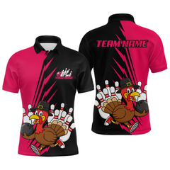 Maxcorners Pink Turkey Bowling Shirts for Women Men Team Custom Bowling Jerseys Thanksgiving LM0910