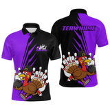 Maxcorners Purple Turkey Bowling Shirts for Women Men Team Custom Bowling Jerseys Thanksgiving LM0910