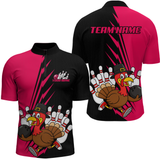 Maxcorners Pink Turkey Bowling Shirts for Women Men Team Custom Bowling Jerseys Thanksgiving LM0910