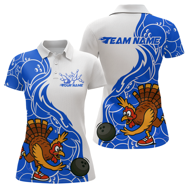 Maxcorners Custom Blue Turkey Bowling Shirts for Women Men Team Bowling Jerseys Thanksgiving LM0910