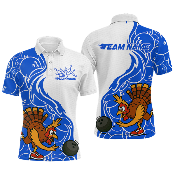 Maxcorners Custom Blue Turkey Bowling Shirts for Women Men Team Bowling Jerseys Thanksgiving LM0910