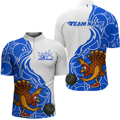 Maxcorners Custom Blue Turkey Bowling Shirts for Women Men Team Bowling Jerseys Thanksgiving LM0910