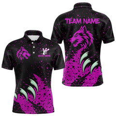 Maxcorners Pink Wolf Bowling Shirts for Team Men Women Custom Bowling Jerseys for Bowlers TU0812