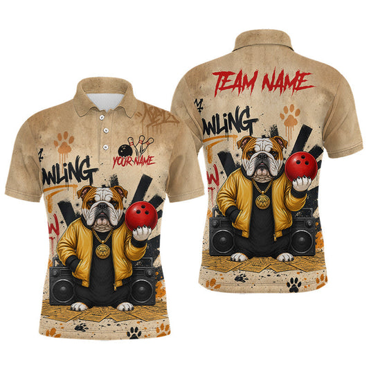 Maxcorners Custom Funny Bulldog Bowling Jersey for Men Bowling League Bowling Team Shirts