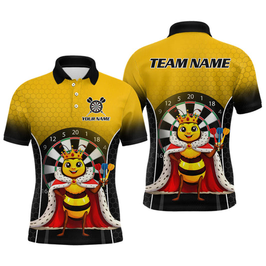 Maxcorners Custom Funny King Bee Dart Shirt Dart Team Jersey for Men Dartboard Polo & 1/4 Zip Shirts LM0404