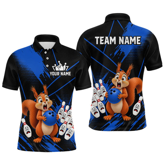 Maxcorners Custom Blue Squirrel Bowling Jersey for Men