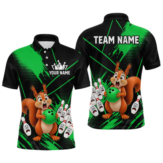 Maxcorners Custom Green Squirrel Bowling Jersey for Men