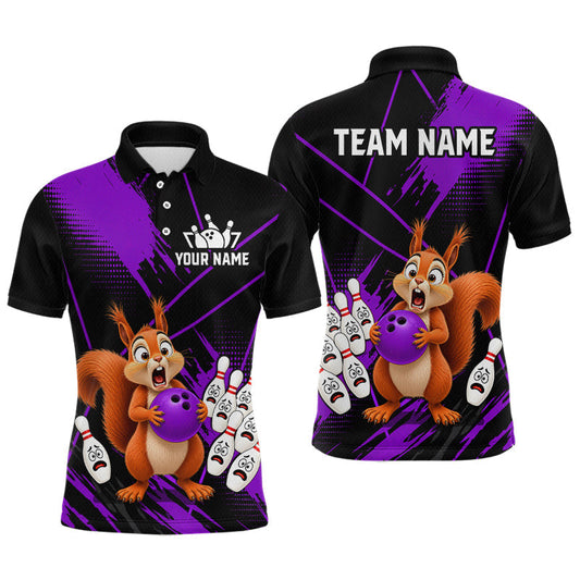 Maxcorners Custom Purple Squirrel Bowling Jersey for Men