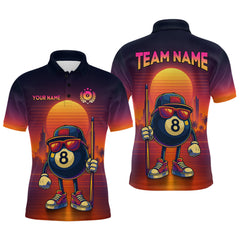 Maxcorners Custom Funny 8 Ball Retro Billiard Shirts for Women Billiard Team Shirts Polo & 1/4 Zip