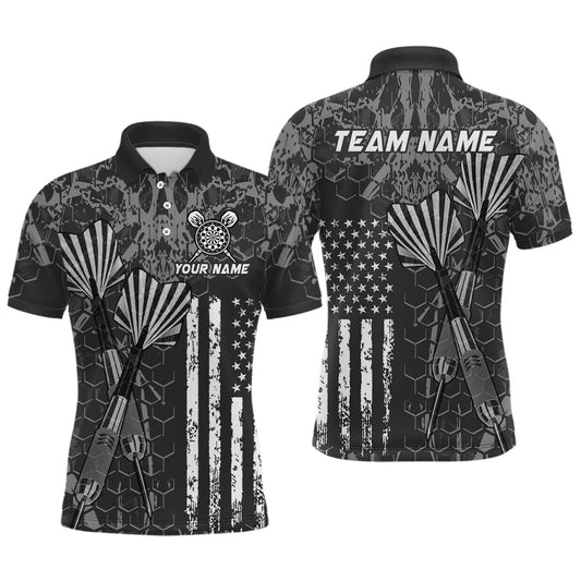 Maxcorners Custom US Flag Darts Shirt for Men Darts Team Jerseys Dart Tourament Polo & 1/4 Zip
