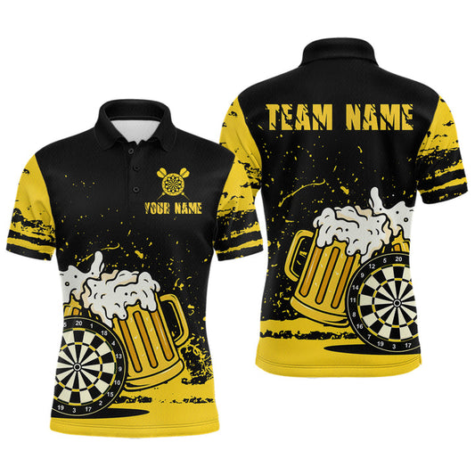 Maxcorners Custom Funny Beer Dart Shirts for Men Darts Team Jerseys Dart League Polo & 1/4 Zip LM1202