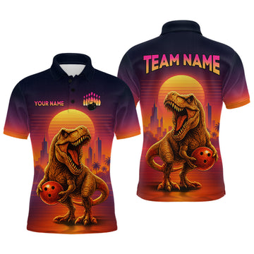 Custom Retro Dinosaur Bowling Jersey for Men Unisex Bowling Shirts for Team Polo & 1/4 Zip LM1203