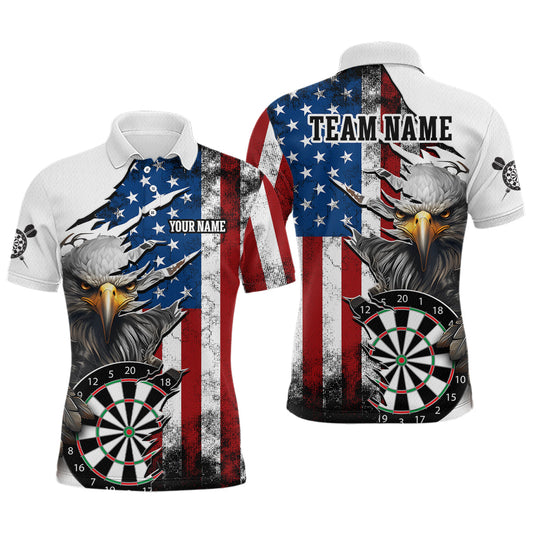 Maxcorners Custom American Flag Eagle Dart Shirts for Women Darts Team Jerseys Polo & 1/4 Zip LM1202