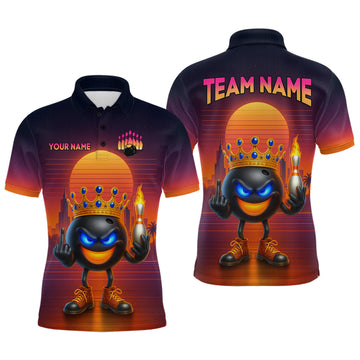 Maxcorners Custom Funny Bowling Jersey for Men Bowling Uniform Polo & 1/4 Zip Bowling Team Shirts LM2603