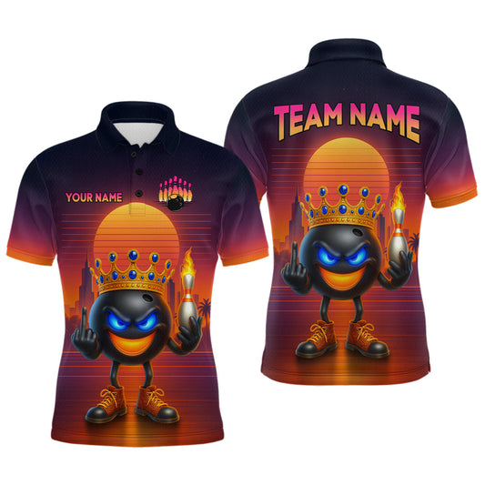 Maxcorners Custom Funny Bowling Jersey for Men Bowling Uniform Polo & 1/4 Zip Bowling Team Shirts LM2603