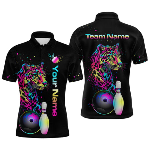 Maxcorners Custom Multicolor Leopard Bowling Shirts For Men Bowling Team Shirt Polo & 1/4 Zip LM2110