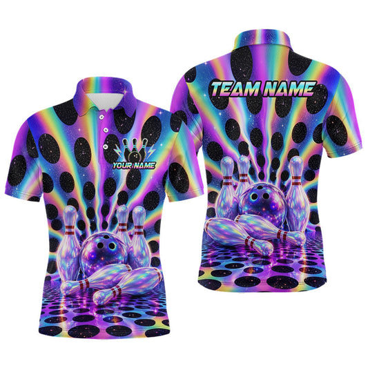 Maxcorners Custom Neon Cosmic Bowling Shirt for Men Bowling Team Shirts Bowling League