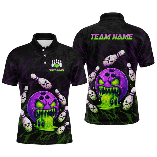Maxcorners Custom Angry Zombies Bowling Jersey for Men Bowling Team Shirts Bowling League