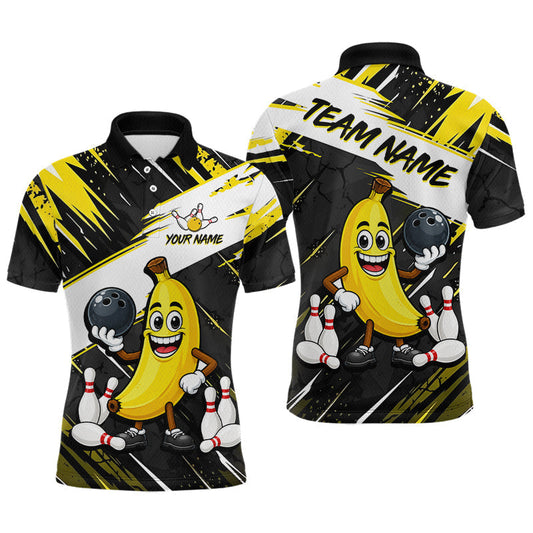 Maxcorners Custom Funny Banana Bowling Shirt for Men Bowling League Bowling Team Shirts Bowling Uniform LM2405