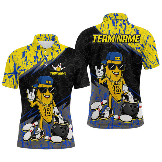 Maxcorners Custom Funny Banana Bowling Team Shirts Bowling Shirt for Men Bowling League Bowling Uniform LM2405