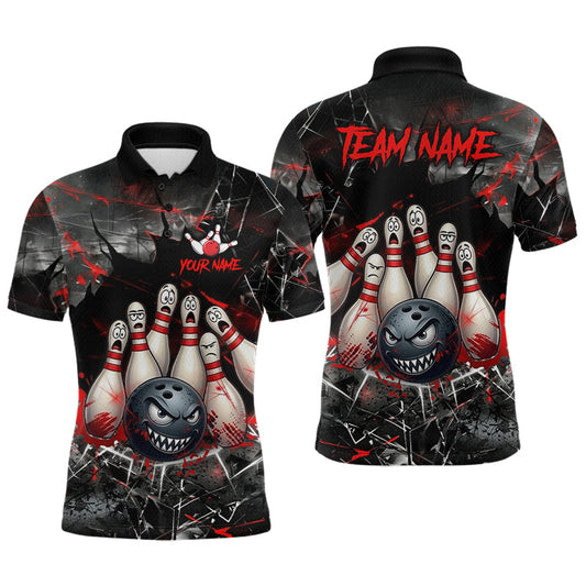 Maxcorners Cracked Angry Bowling Shirts for Men Custom Bowling Team Jersey Bowling League LM2704