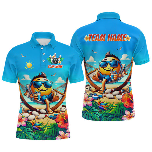 Maxcorners Custom Funny Summer Bowling Jersey for Men Unisex Bowling Shirts for Team Polo & 1/4 Zip LM2405